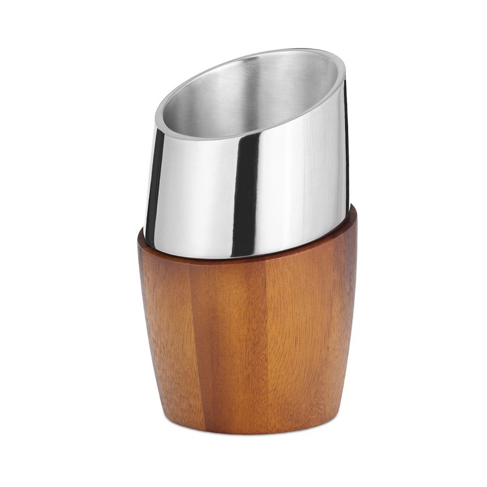 Nambe Silver and Acacia Luna Wine Chiller